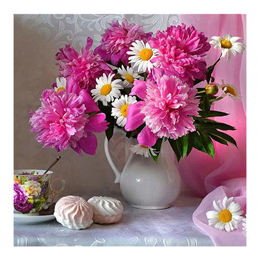 Daisy Vase 40*40CM(Canvas) Full Round Drill Diamond Painting