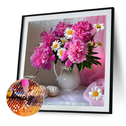 Daisy Vase 40*40CM(Canvas) Full Round Drill Diamond Painting