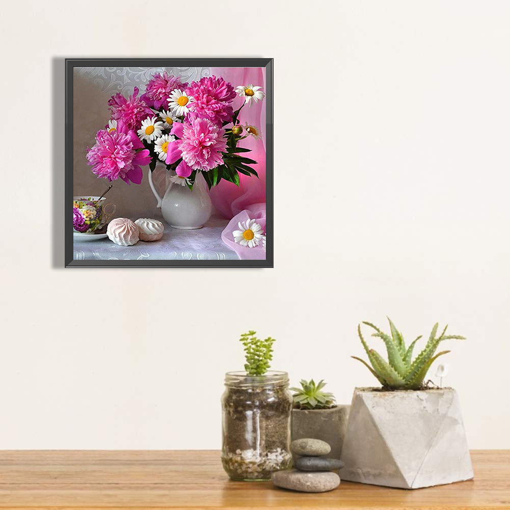 Daisy Vase 40*40CM(Canvas) Full Round Drill Diamond Painting