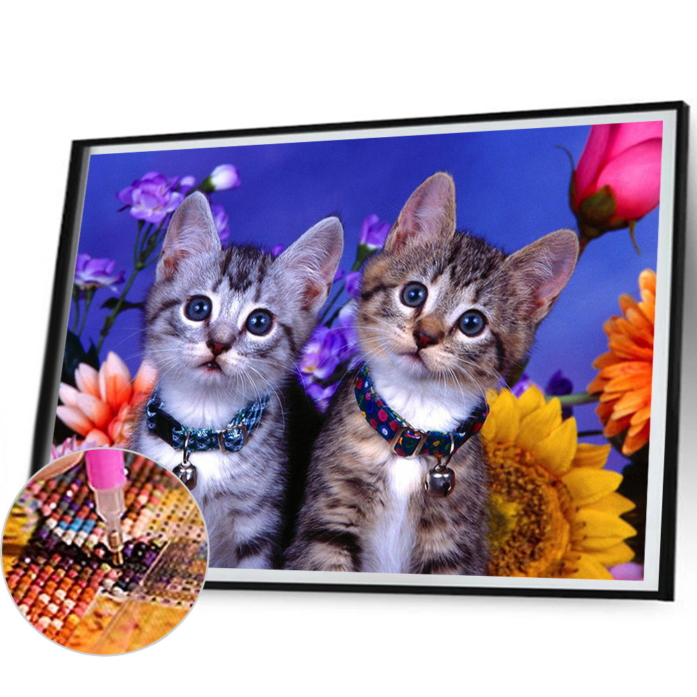 Cute Tabby Cat 50*40CM(Canvas) Full Round Drill Diamond Painting