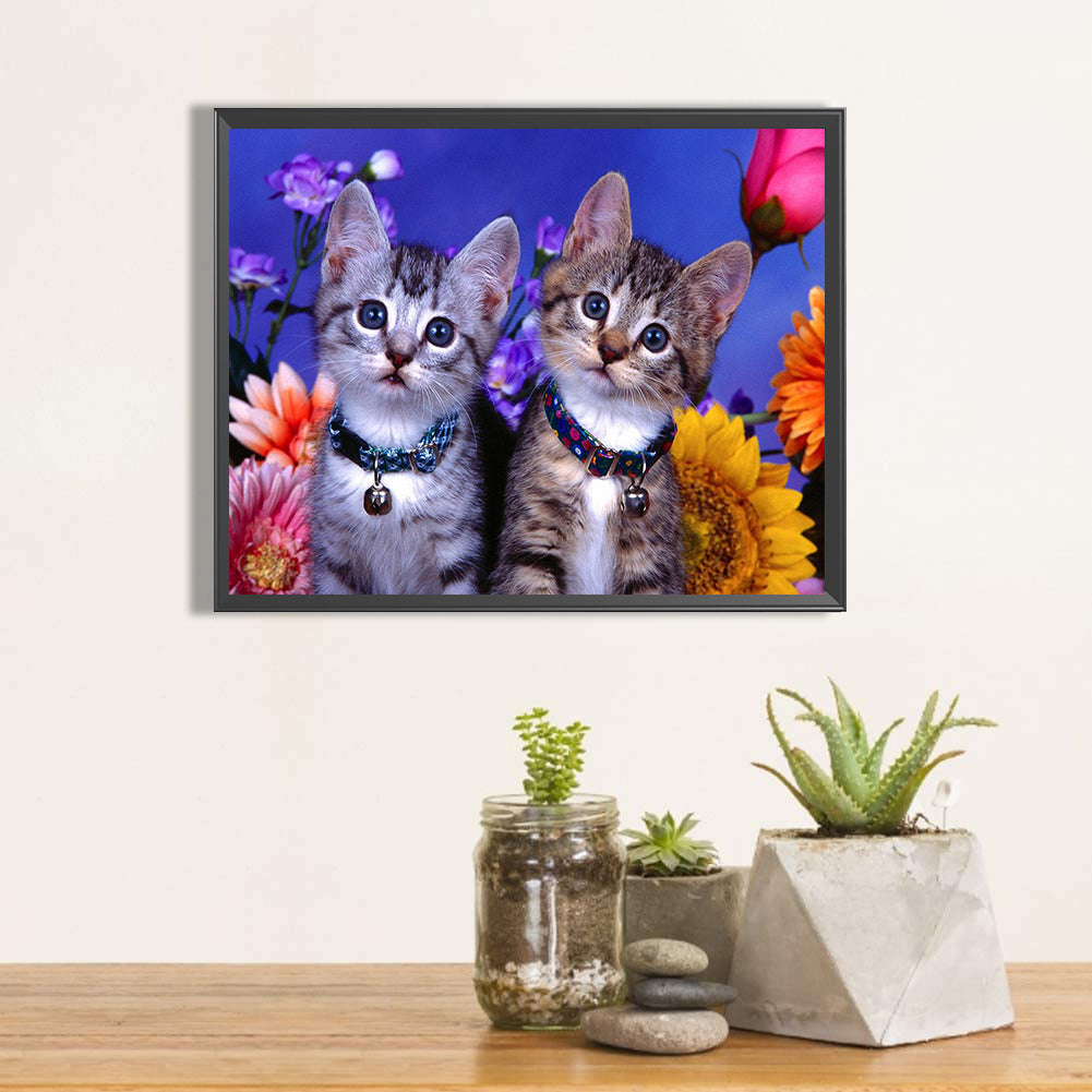 Cute Tabby Cat 50*40CM(Canvas) Full Round Drill Diamond Painting