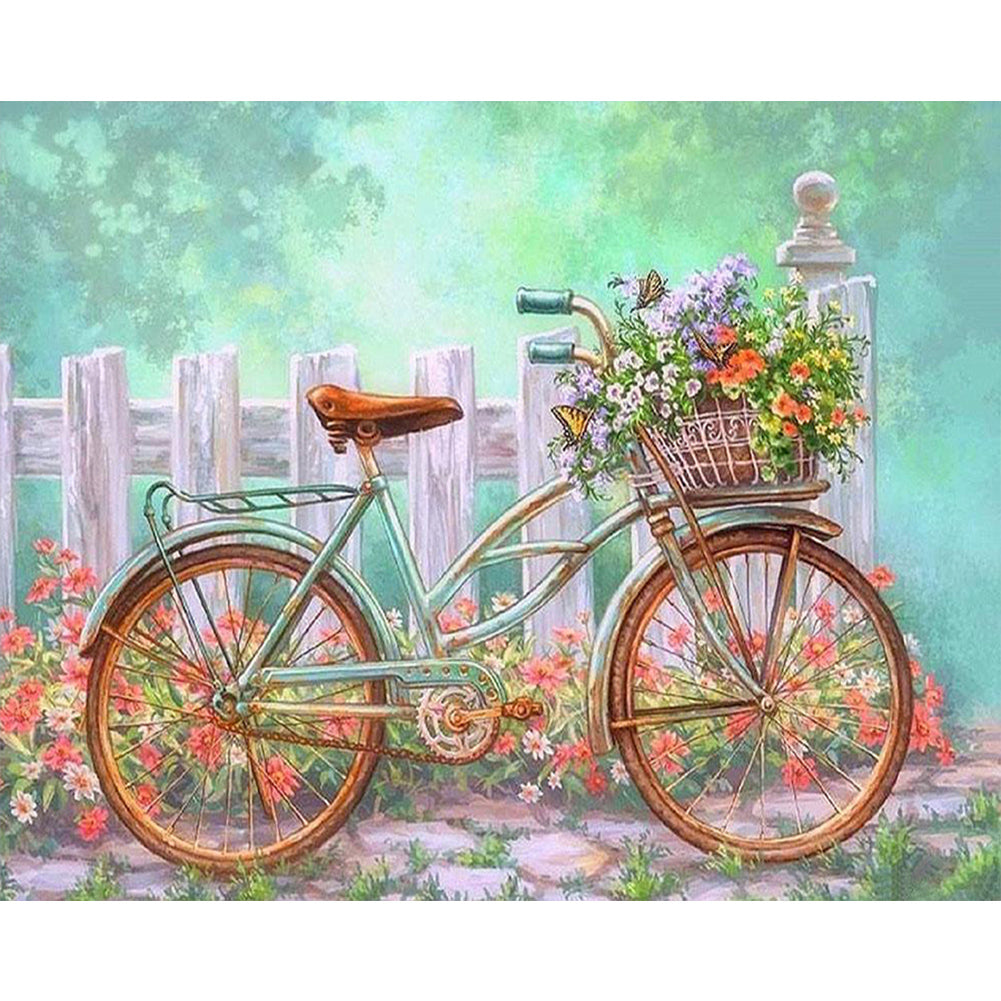 Bicycle In The Garden 50*40CM(Canvas) Full Round Drill Diamond Painting