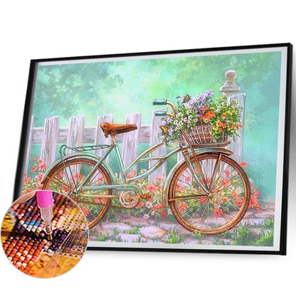 Bicycle In The Garden 50*40CM(Canvas) Full Round Drill Diamond Painting