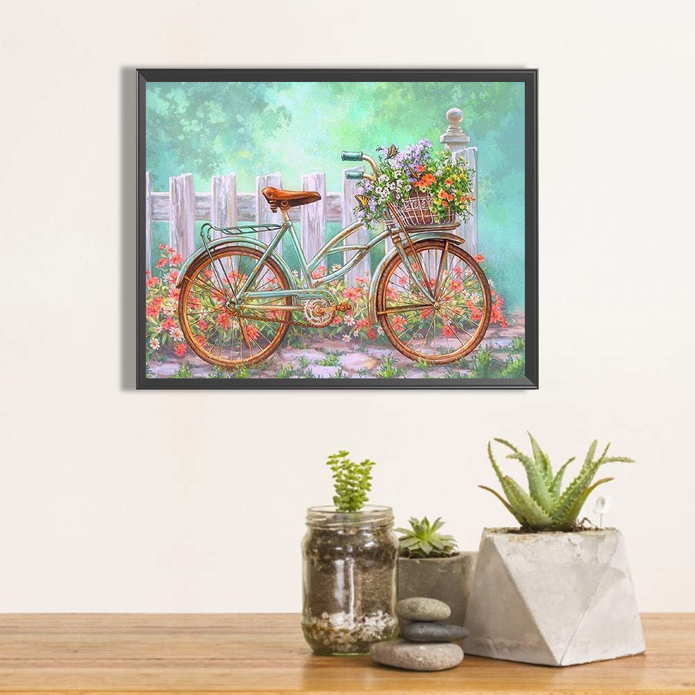 Bicycle In The Garden 50*40CM(Canvas) Full Round Drill Diamond Painting