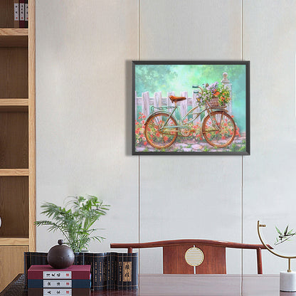 Bicycle In The Garden 50*40CM(Canvas) Full Round Drill Diamond Painting