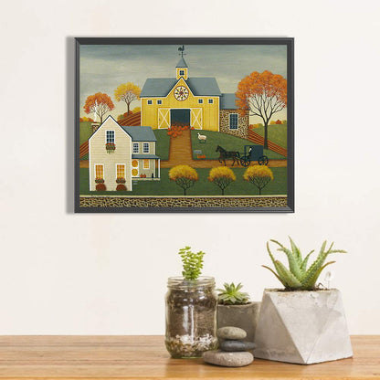House In Rice Field - Full Round Drill Diamond Painting 50*40CM