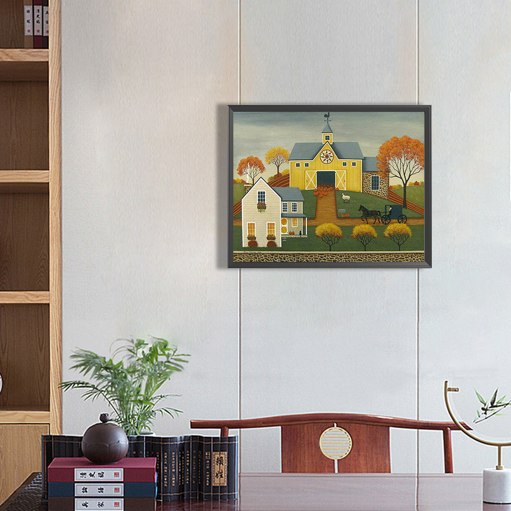 House In Rice Field - Full Round Drill Diamond Painting 50*40CM