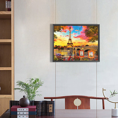 Eiffel Tower Sunset - Full Round Drill Diamond Painting 50*40CM