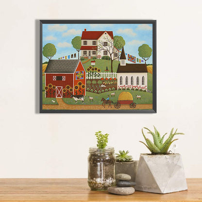 House In Rice Field 50*40CM(Canvas) Full Round Drill Diamond Painting