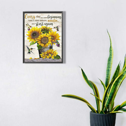 Sunflower Vase 30*40CM(Canvas) Full Square Drill Diamond Painting