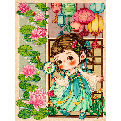 Girl In Hanfu - Full Round Drill Diamond Painting 30*40CM