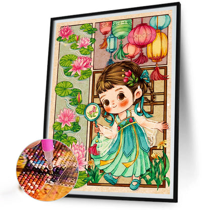 Girl In Hanfu - Full Round Drill Diamond Painting 30*40CM