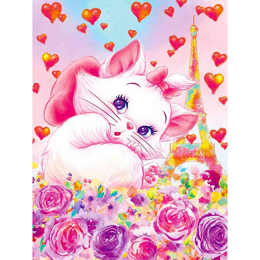 Rose Cat - Full Round Drill Diamond Painting 30*40CM