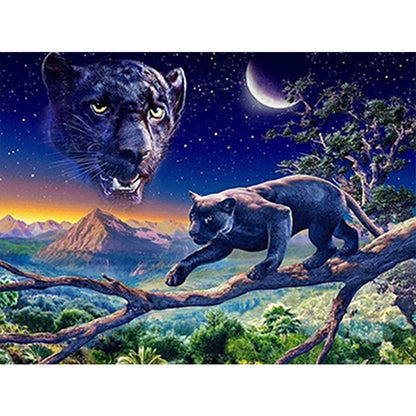 Panther On Forest Tree 40*30CM(Canvas) Full Square Drill Diamond Painting