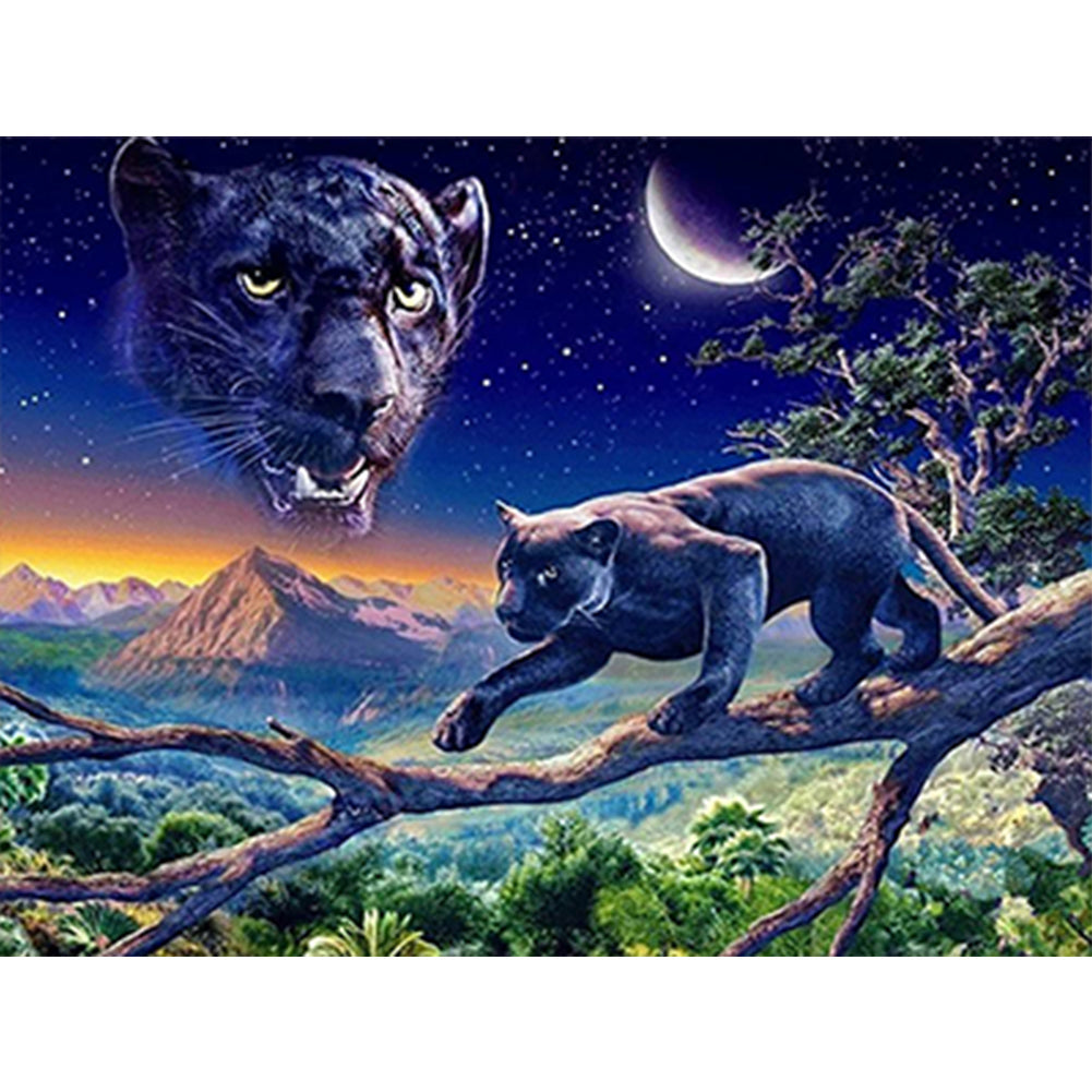 Panther On Forest Tree - Full Square Drill Diamond Painting 40*30CM