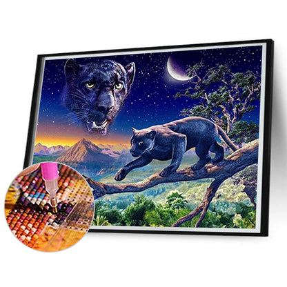 Panther On Forest Tree 40*30CM(Canvas) Full Square Drill Diamond Painting