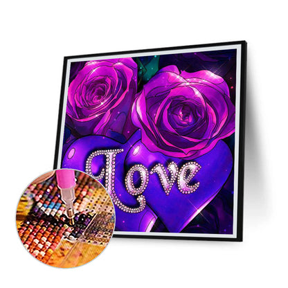 Purple Rose 30*30CM(Canvas) Full Round Drill Diamond Painting