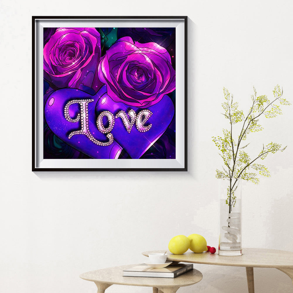 Purple Rose 30*30CM(Canvas) Full Round Drill Diamond Painting