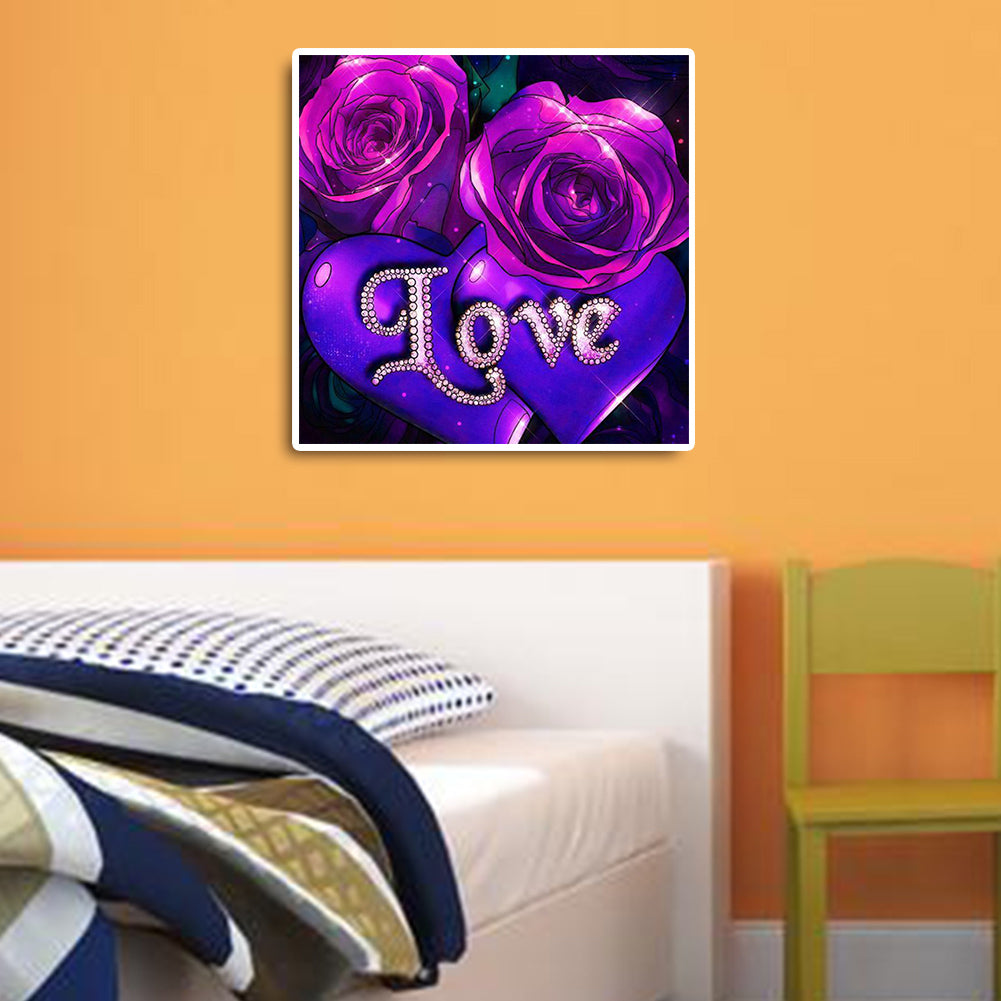 Purple Rose 30*30CM(Canvas) Full Round Drill Diamond Painting