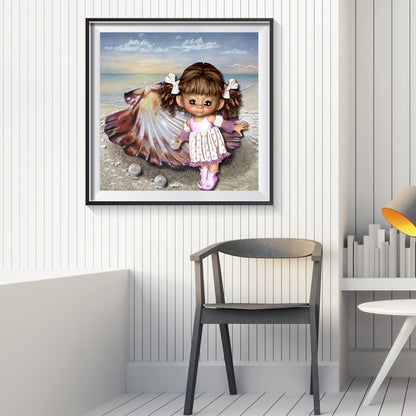 Girl With Big Eyes - Full Round Drill Diamond Painting 30*30CM