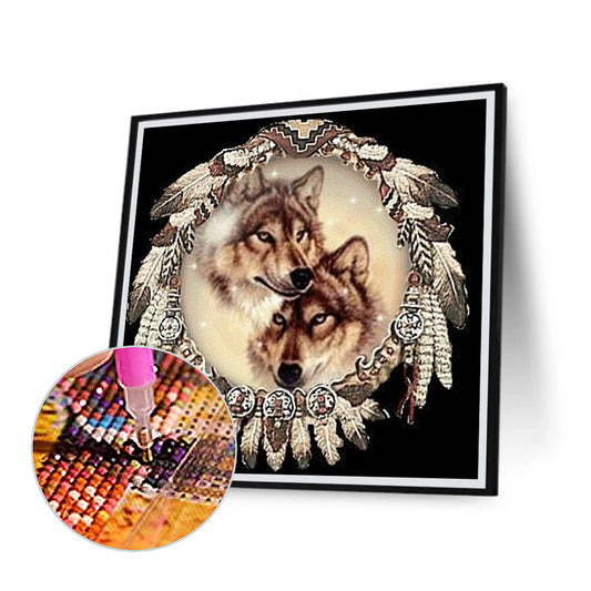 Wolf Head Dream Catcher 40*40CM(Canvas) Full Round Drill Diamond Painting