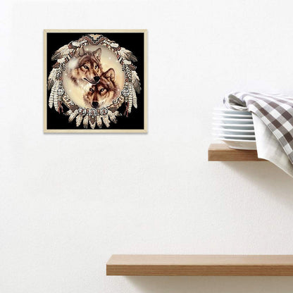 Wolf Head Dream Catcher 40*40CM(Canvas) Full Round Drill Diamond Painting
