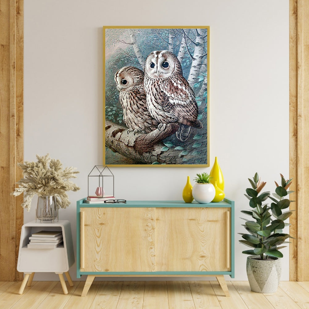 Owl - Full Round Drill Diamond Painting 40*50CM