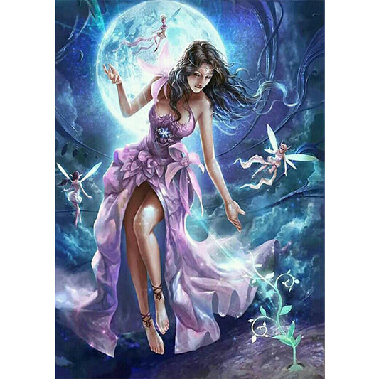 Moon Fairy - Full Round Drill Diamond Painting 40*50CM