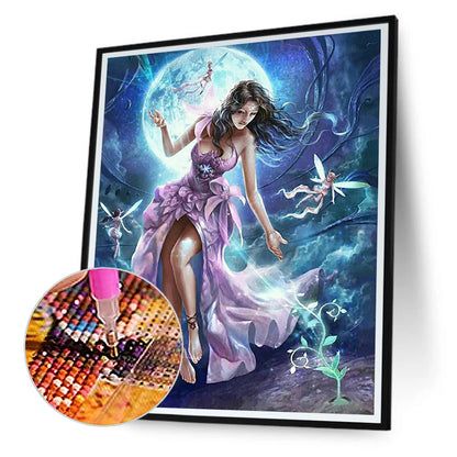 Moon Fairy - Full Round Drill Diamond Painting 40*50CM