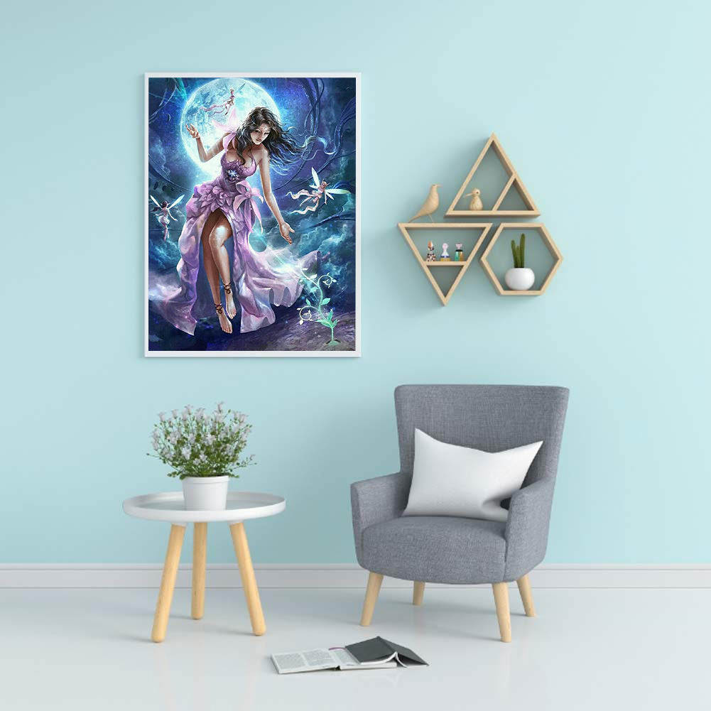 Moon Fairy - Full Round Drill Diamond Painting 40*50CM