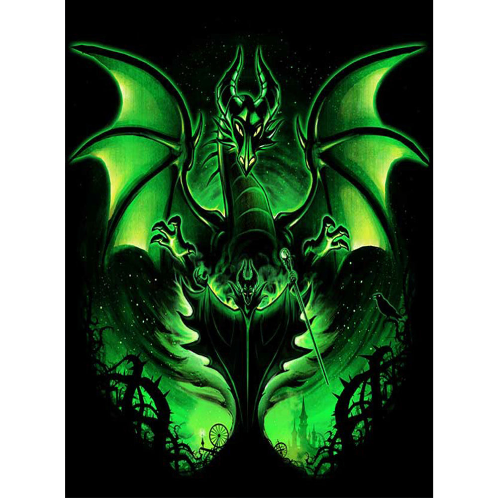 Maleficent Magic Dragon Silhouette - Full Round Drill Diamond Painting 40*50CM