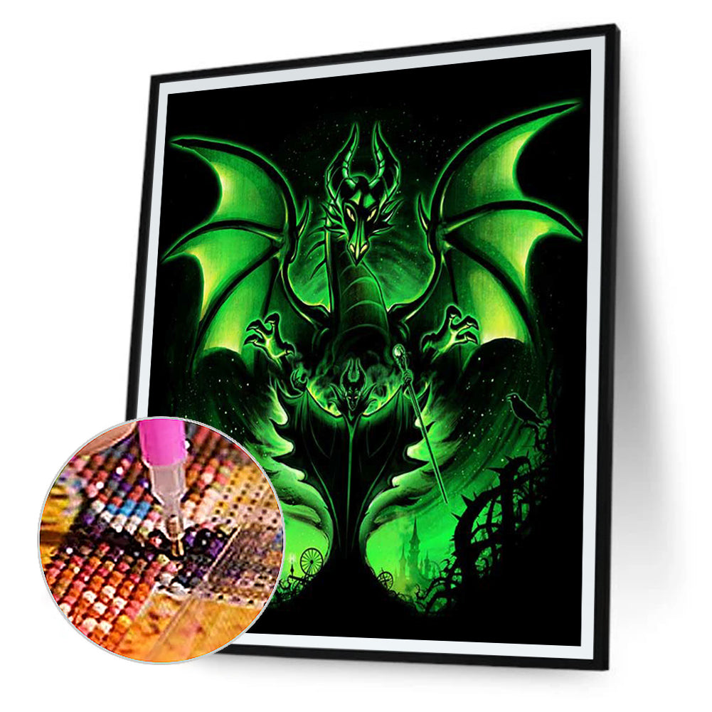 Maleficent Magic Dragon Silhouette - Full Round Drill Diamond Painting 40*50CM