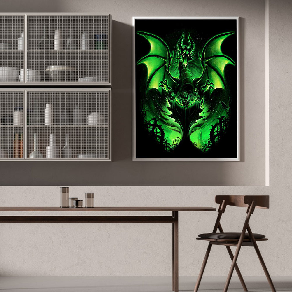 Maleficent Magic Dragon Silhouette - Full Round Drill Diamond Painting 40*50CM