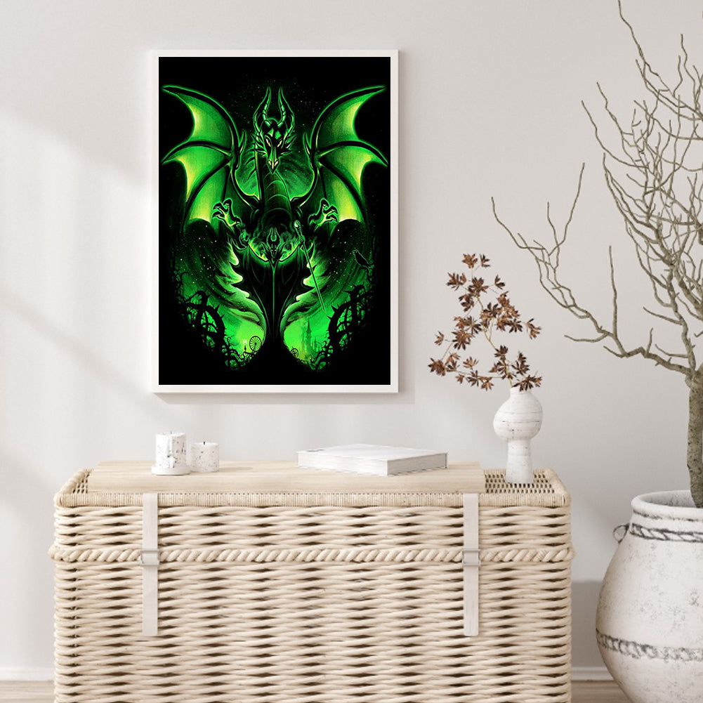 Maleficent Magic Dragon Silhouette - Full Round Drill Diamond Painting 40*50CM