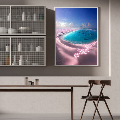 Beach Wave Art - Flower Sea Coastline - Full Round Drill Diamond Painting 40*50CM
