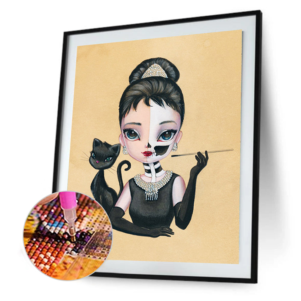 Weird Big Eyes Cartoon Girl 30*40CM(Canvas) Full Round Drill Diamond Painting