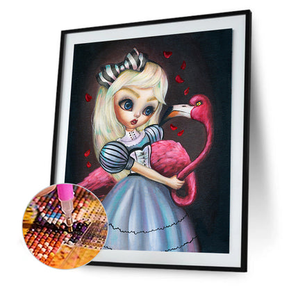 Weird Big Eyes Cartoon Girl 30*40CM(Canvas) Full Round Drill Diamond Painting