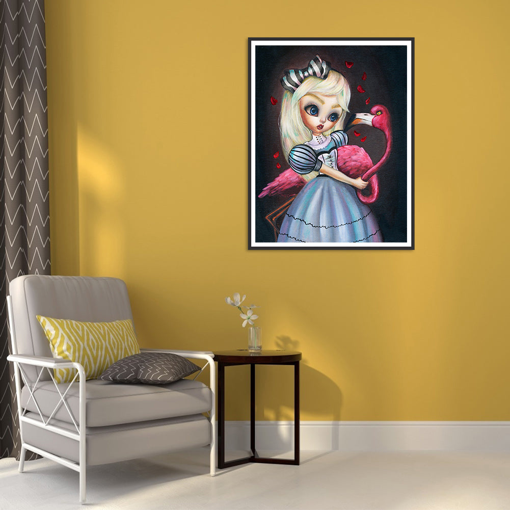 Weird Big Eyes Cartoon Girl 30*40CM(Canvas) Full Round Drill Diamond Painting