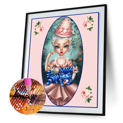Weird Big Eyes Cartoon Girl 30*40CM(Canvas) Full Round Drill Diamond Painting