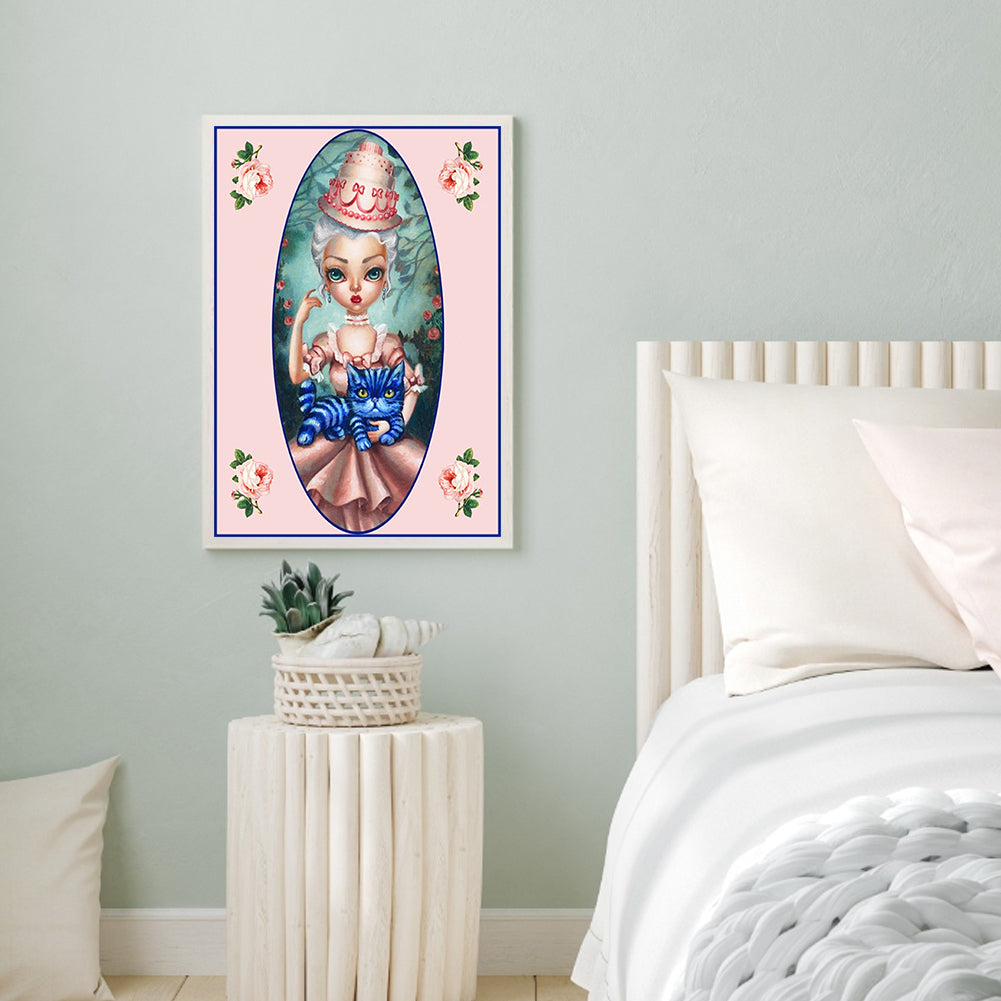 Weird Big Eyes Cartoon Girl 30*40CM(Canvas) Full Round Drill Diamond Painting