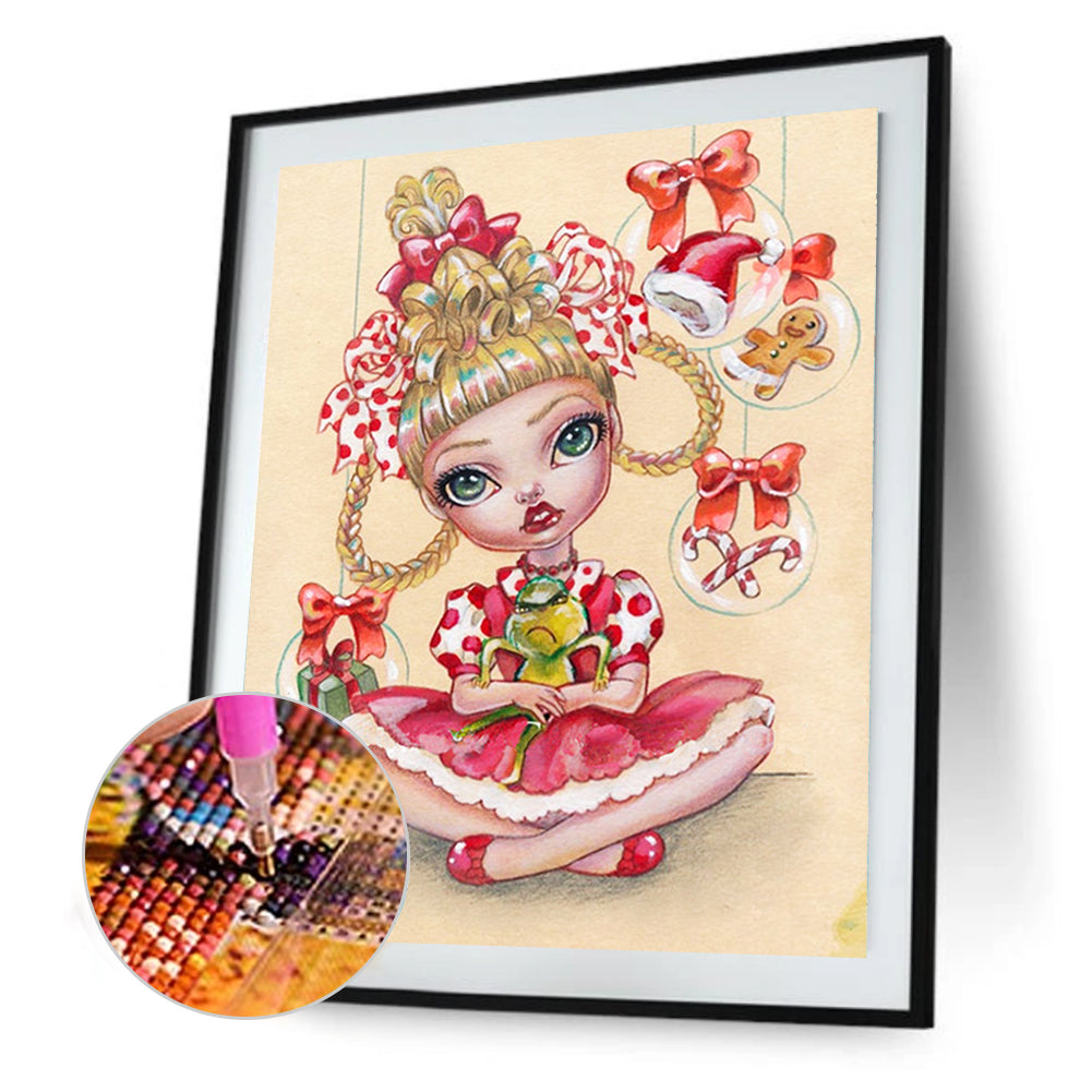 Weird Big Eyes Cartoon Girl 30*40CM(Canvas) Full Round Drill Diamond Painting