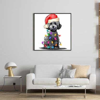 Christmas Lights Puppy - Full Round Drill Diamond Painting 30*30CM