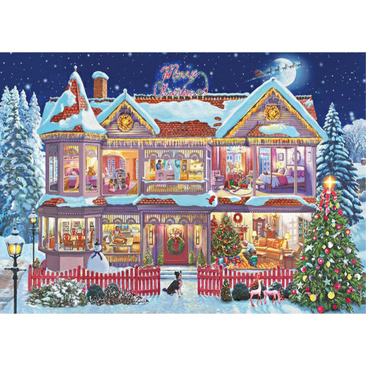 Christmas Atmosphere House - Full Round Drill Diamond Painting 40*30CM