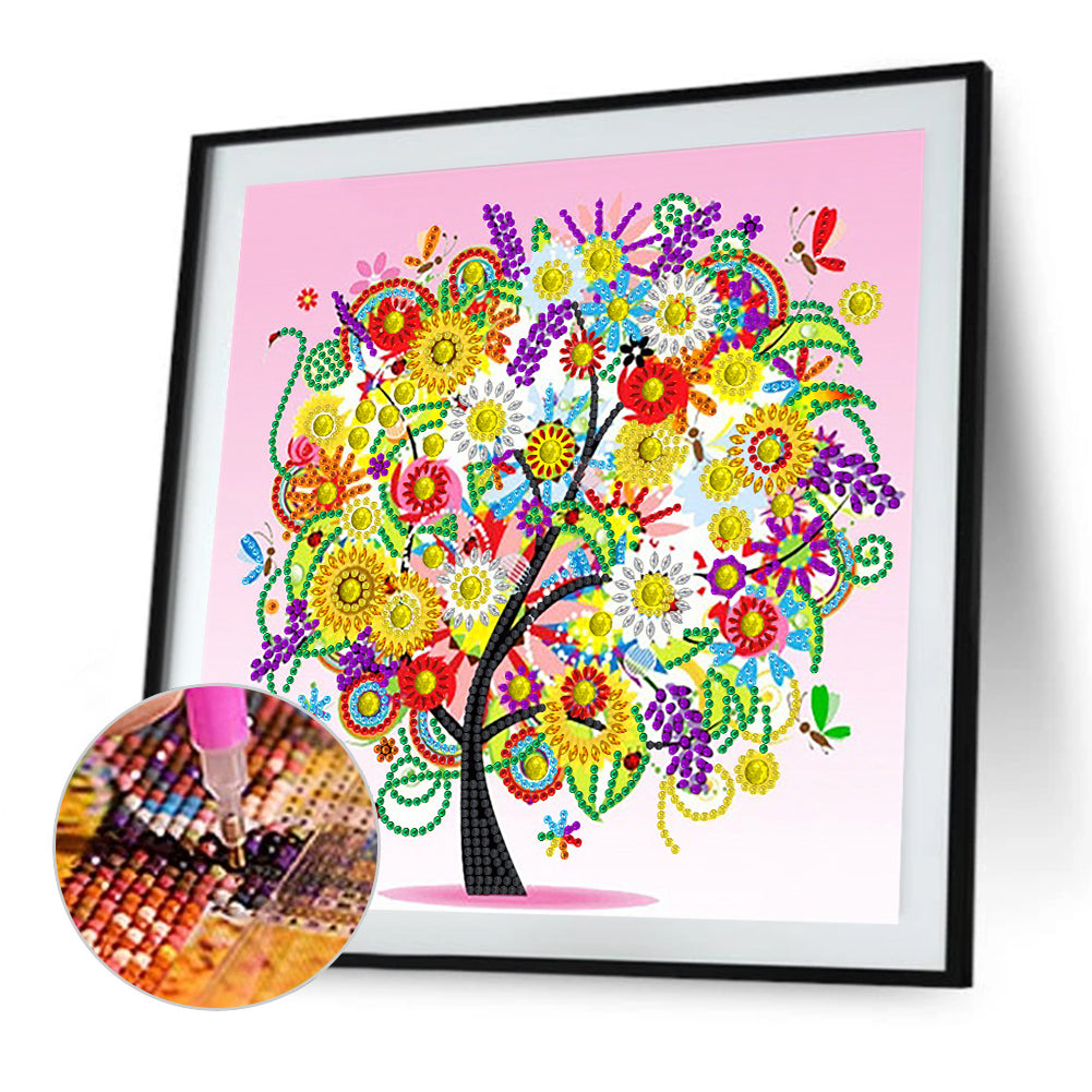 Flower Tree Of Life - Special Shaped Drill Diamond Painting 30*30CM