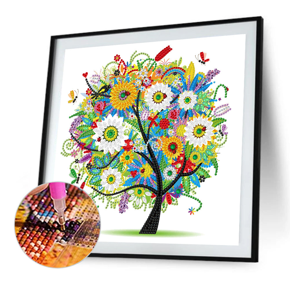 Flower Tree Of Life - Special Shaped Drill Diamond Painting 30*30CM