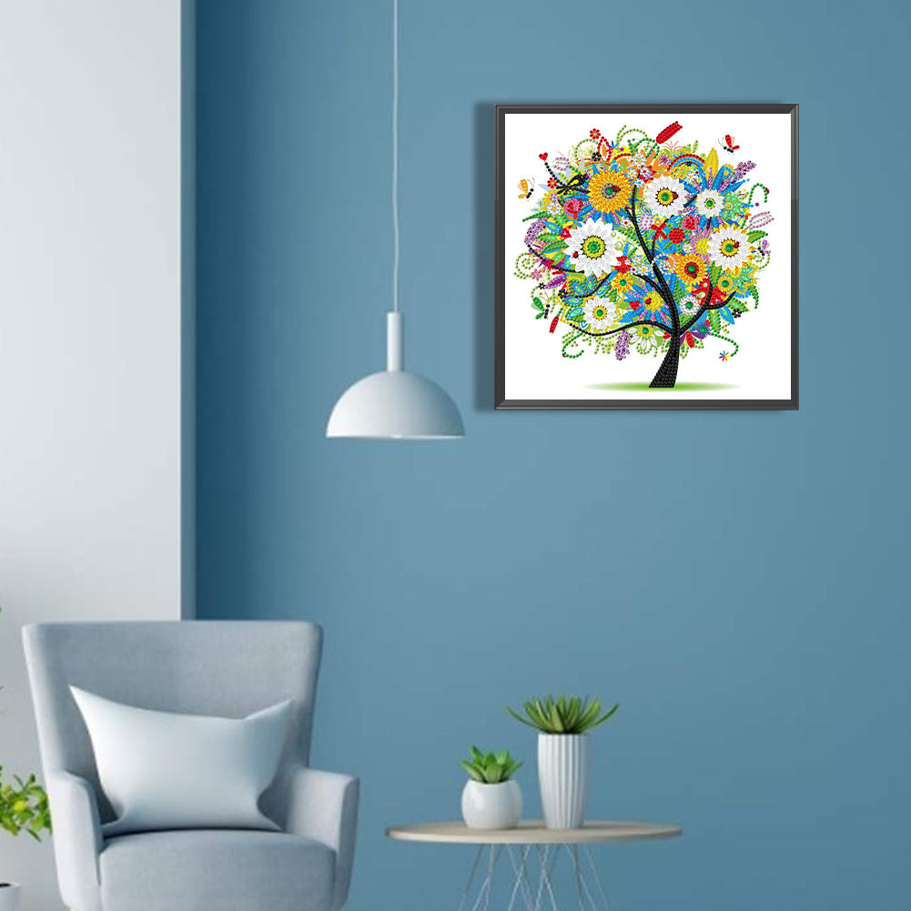 Flower Tree Of Life - Special Shaped Drill Diamond Painting 30*30CM