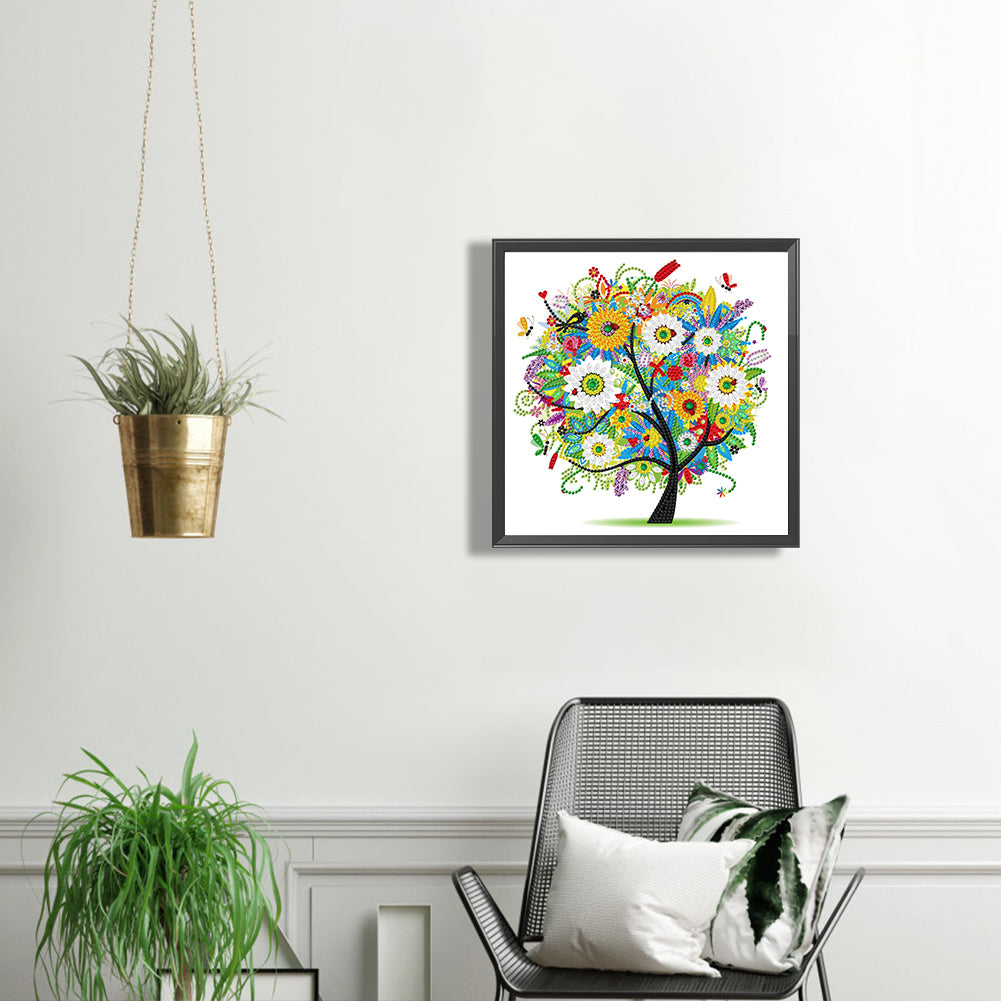 Flower Tree Of Life - Special Shaped Drill Diamond Painting 30*30CM