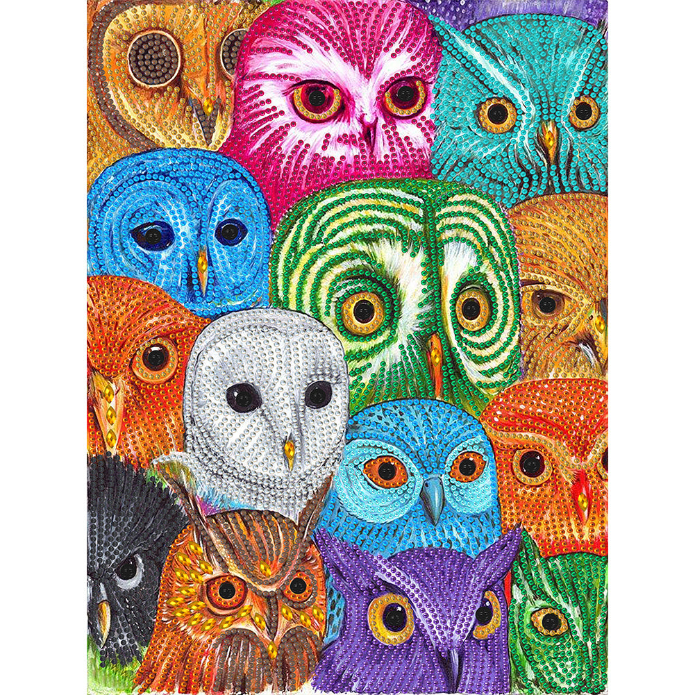 Owl 30*40CM(Canvas) Special Shaped Drill Diamond Painting