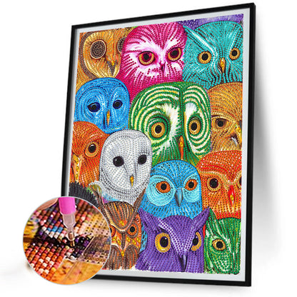 Owl 30*40CM(Canvas) Special Shaped Drill Diamond Painting