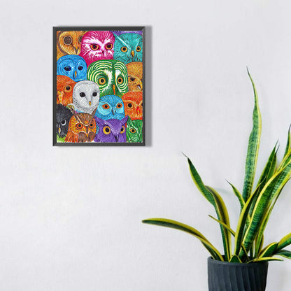 Owl 30*40CM(Canvas) Special Shaped Drill Diamond Painting